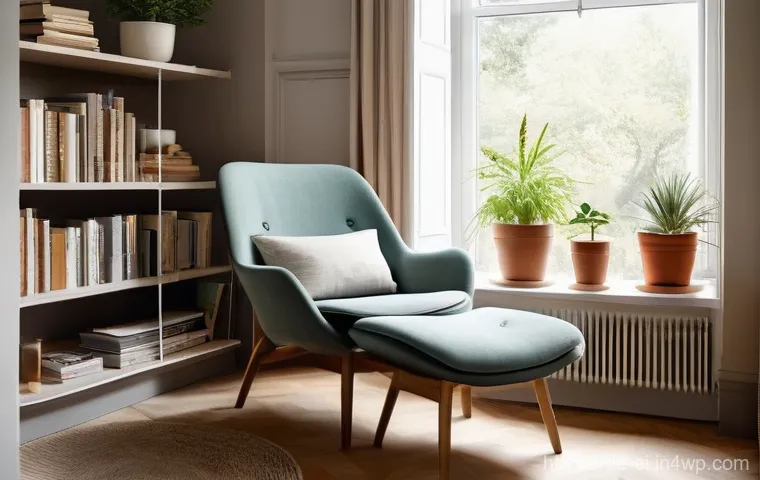 자신만의 힐링 공간 만들기 - **Decluttered & Organized Living Space**: A bright, serene living room in a German home, bathed in s...