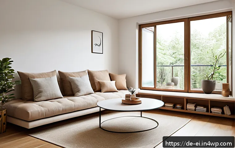 편안한 생활 환경을 위한 정리법 - A modern small apartment living room showcasing multifunctional furniture: a stylish sofa with built...