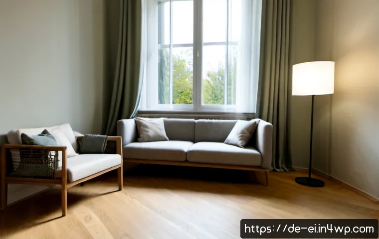편안한 공간 조성을 위한 원칙 - Photorealistic German living room designed for comfort and calm, soft linen sofa with wool throws, w...