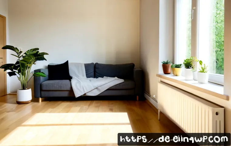 Home 17 스트레스 감소를 위한 집안 정리 비법 - Photorealistic serene German apartment living room after a mindful decluttering session, a middle-ag...